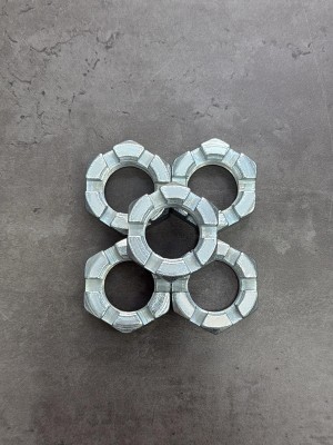 Гайка корончатая, прорезная низкая М27х2 ГОСТ 5919-73, класс прочности 8, покрытие цинк