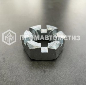 Гайка корончатая, прорезная низкая М27х1,5 ГОСТ 5919-73, покрытие цинк